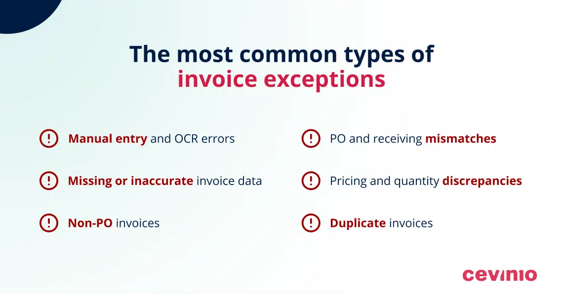 invoice exception automation most common exception types cevinio blog